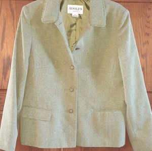 Adolfo Woman Green Tweed 16 Blazer